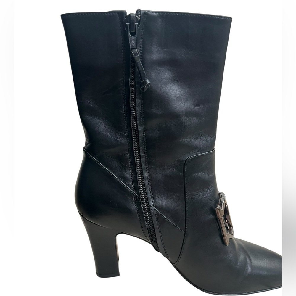 Salvatore Ferragamo Gancini Leather Mid-Calf Boots Black Size 6C | Designer - Picture 7 of 11